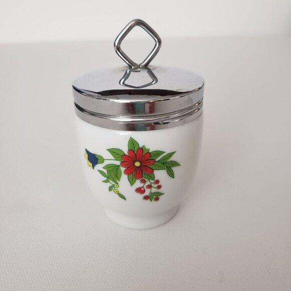 Vintage Shafford Persian Garden Pattern Porcelain Double Egg Coddler Metal Lid - Picture 12 of 12